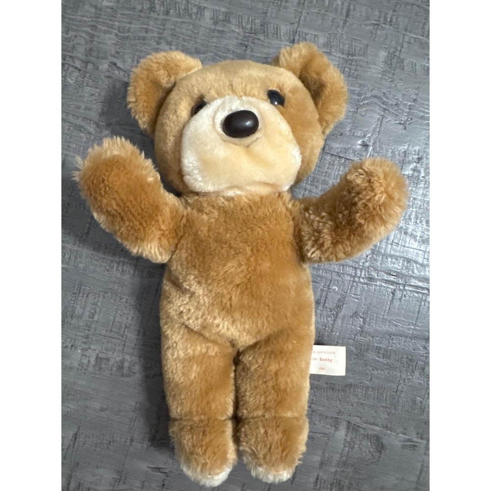 VTG 1986‎ Getty Gas Station Promo Teddy Bear 13" Plush KBR Group Made in Korea